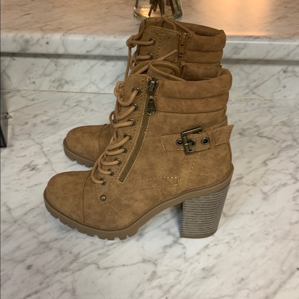 G by Guess Tan Lace-Up high heel Boots W Side Zip Size 8.5 NEW with Box Jaydyn2 - Picture 9 of 10